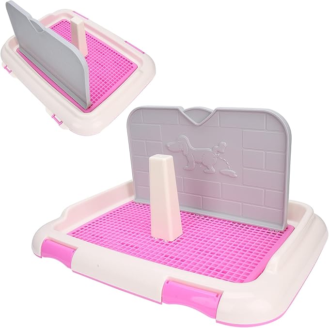 HUIOP Dog Toilet, Prevent Torn Nappy Pads, Ideal for Small Dogs, Simulated Wall Design, Suitable for Male, Keep Feet Dry, 1L Urine Absorption Busy Owners Pet Toilet (Pink)
