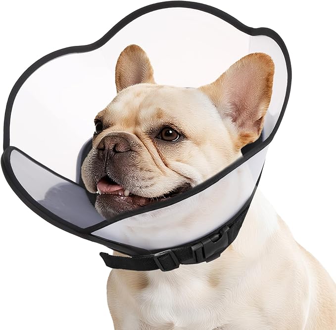 PUPTECK Soft Dog Cone Collar, Adjustable Pet Cone for Dogs to Stop Licking, After Surgery Elizabethan Recovery Dog Neck Collar Alternative, for Small Medium Large Dogs, Black M