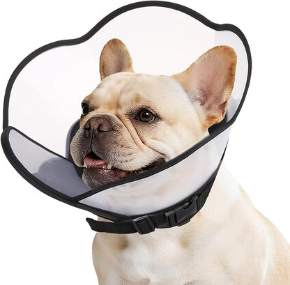 PUPTECK Soft Dog Cone Collar, Adjustable Pet Cone for Dogs to Stop Licking, After Surgery Elizabethan Recovery Dog Neck Collar Alternative, for Small Medium Large Dogs, Black M