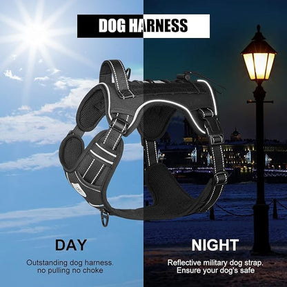CBBPET Tactical Dog Harness for Small Medium Large Dogs No Pull Adjustable Harness Training Easy Control Pet Vest,Reflective Working Training (Black M(Neck:17-26,Chest:24-36))