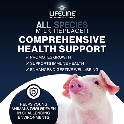 ANNUSO LIFELINE All Species Milk Replacer 20:20, 10lb Bag - All-Milk Formula with LifePulse - For Calves, Piglets, Foals - Supports Growth, Digestion, Immunity - Easy Mix, High Protein & Fat Blend