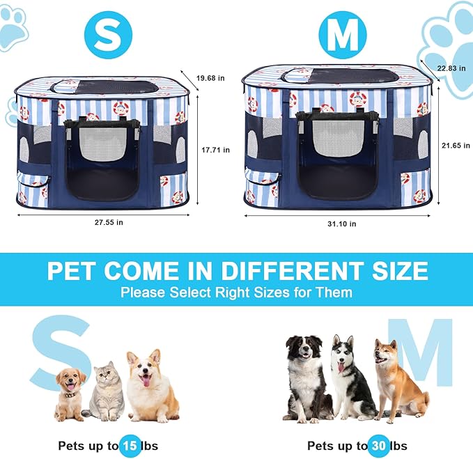Dog Play Pen Indoors, Pink Crate, Dog Pen,Portable Foldable Playpen Indoor for Small/Medium Dogs, Puppy Cat Pet Playpen, Exercise Kennel Tent Crate