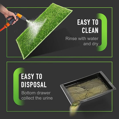 Hompet Dog Potty with Tray Large 30''x20'', 2 Artificial Grass Patch for Indoor and Outdoor Use, Puppy Turf Grass Pad Reusable Training Pads with Pee Baffle, Ideal for Dogs