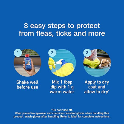 ADAMS Plus Pyrethrin Flea Dip for Dogs and Cats, Kills and Repels Fleas, Ticks, Lice, Gnats, Mosquitoes and Flies, for Dogs, Cats, Puppies, & Kittens, 4 Fl oz