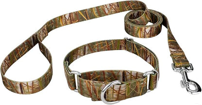 Country Brook Petz - Waterfowl Camo Martingale Dog Collar and Leash - Camouflage Collection Featuring Rugged Designs (1/2 Inch, 2XS)