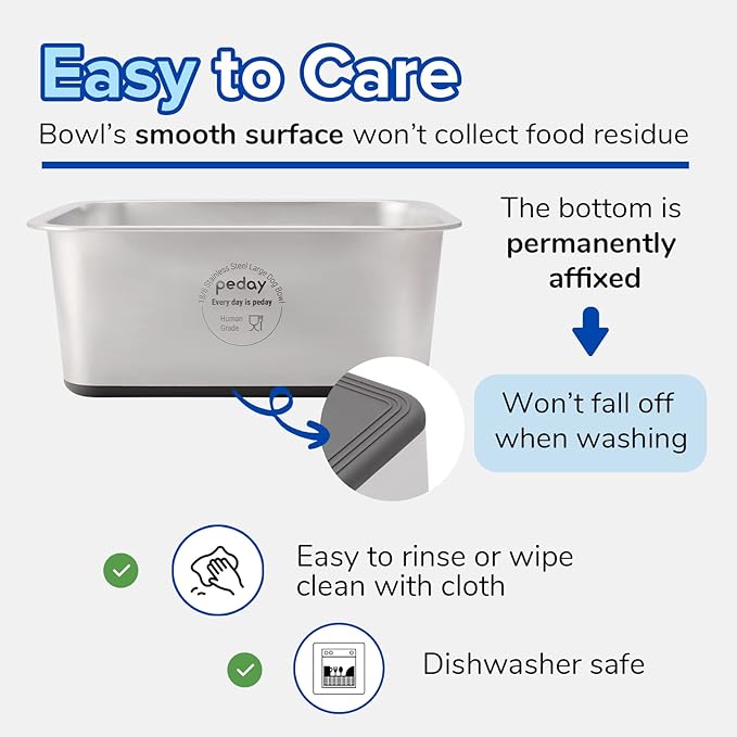PEDAY 2.64 Gallon Extra Large Dog Water Bowl, 18/8 Human Grade Stainless Steel - Silver Nonslip