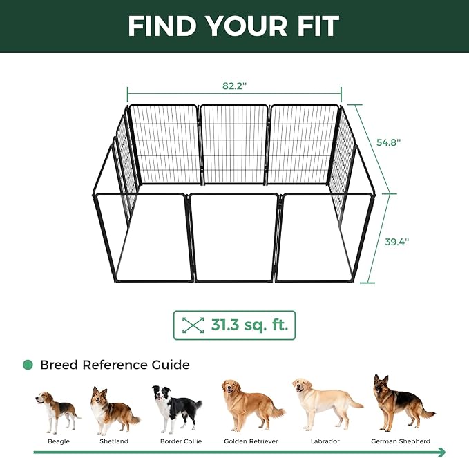 FXW AuraSpace Pro Acrylic & Wire Mesh Indoor Dog Playpen, 40" Height 10 Panels Metal Dog Pen for Medium and Large Dogs, Black│Patented