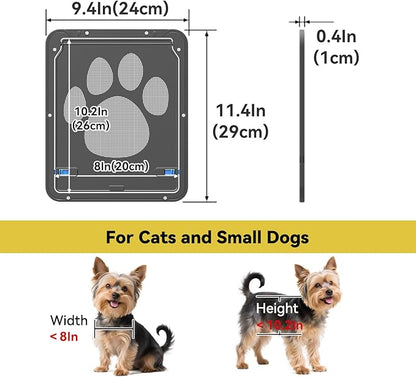PETLESO Dog Door for Screen Door, Cat Door Screen Small Dog Door Insert for Sliding Door Easy Install, Small 8"×10"