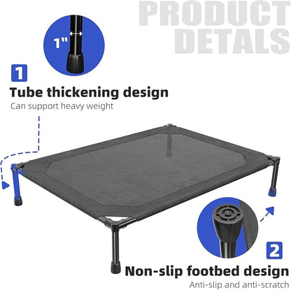 Simple Trending Elevated Dog Bed for Large Dogs, Waterproof Raised Dog Cot with Washable Mesh, Cooling Breathable Pet Bed for Outdoor, 42" x 31", Black