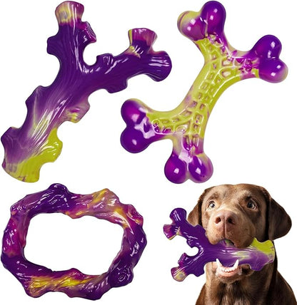 Tough Dog Toys for Aggressive Chewers 3 Pack, Indestructible Dog Toy for Large Dogs, Dog Chew Toys to Keep Them Busy, Dog Bones for 15-100lbs Puppy/Medium/Large Breeds, Interactive Dog Toys