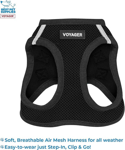 Voyager Step-in Air Dog Harness w/Leash - All Weather Mesh Step in Vest Harness for Small and Medium Dogs by Best Pet Supplies - Black, M (Pack of 2)