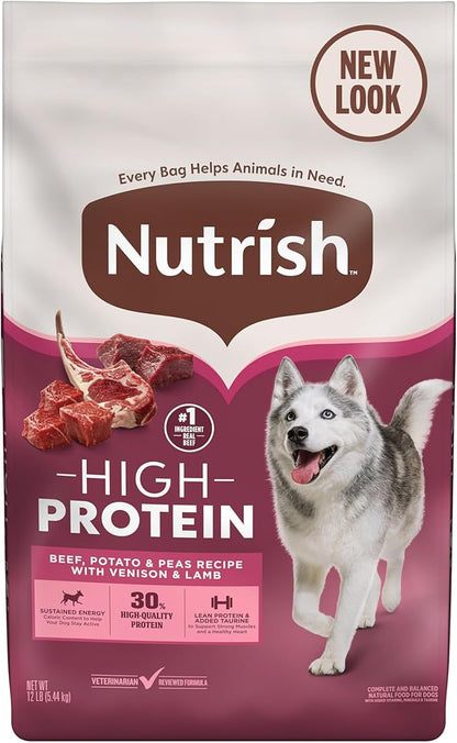 Rachael Ray Nutrish PEAK Natural Dry Dog Food, Open Prairie Recipe with Beef, Venison & Lamb, 12 Pounds, Grain Free (Packaging May Vary)