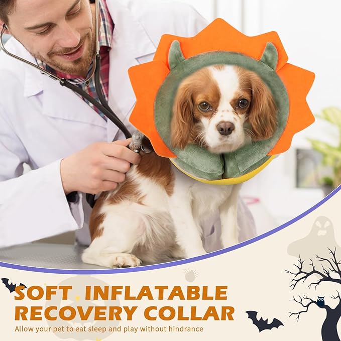 IEUUMLER Inflatable Recovery Dog Collar, Protective Donut Cone, Adjustable Soft Collar for Dog and Cat After Surgery Prevent from Biting & Scratching EU002 - Green Demon XL
