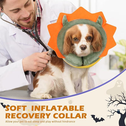 IEUUMLER Inflatable Recovery Dog Collar, Protective Donut Cone, Adjustable Soft Collar for Dog and Cat After Surgery Prevent from Biting & Scratching EU002 - Green Demon M