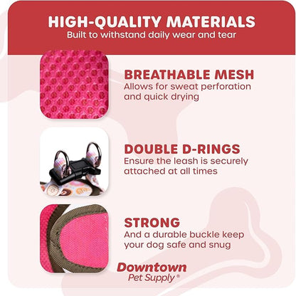 Downtown Pet Supply Step-in Dog Harness – No Pull, Adjustable Padded Mesh with Reflective Trim, Secure Buckle Strap – Comfortable & Breathable Small Dog Harness, X-Large, Donut