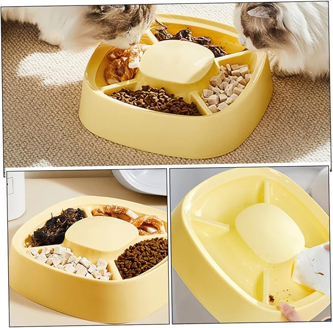 Cat Bowl and Dog Feeder Non- and Food Multi-Functional Pet Feeder for Small Dogs and Cats Easy to Material Divided Bowl