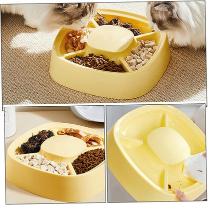 Cat Bowl and Dog Feeder Non- and Food Multi-Functional Pet Feeder for Small Dogs and Cats Easy to Material Divided Bowl