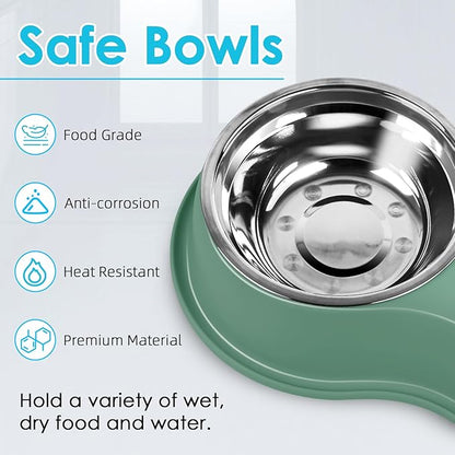 EpetsLove Large Double Dog Water and Food Bowls, Stainless Steel Bowls with Non-Slip Resin Station, Pet Feeder Bowls Food Dish for Small Medium Large Dogs Cats