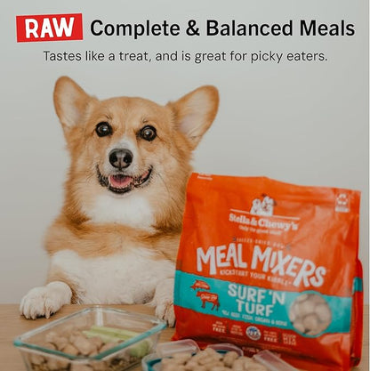 Stella & Chewy's Freeze-Dried Raw Surf & Turf Meal Mixers - Dog Food Topper and Mixer - Made with 95% Grass-Fed Beef & Wild-Caught Salmon - Perfect for Picky Eaters - Grain-Free - 3.5 oz