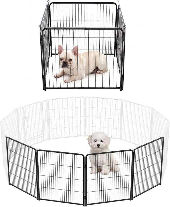DUMOS Dog Playpen Indoor, Metal 24 Inch 4 Panels Foldable Pet Fence with Door, Outdoor Small Medium Large Dog Puppy Portable Exercise Play Pen for RV Camping, Trips, Play Yard