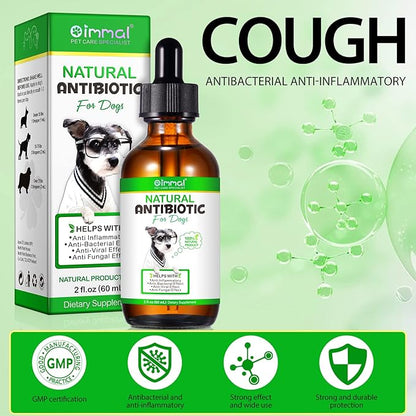 Antibiotics for Dogs, Natural Dog Antibiotics Supports Allergy, Itch Relief, UTIs & Ear Infections, Dog Multivitamin for Pets Support Skin, Coat, & Digestion, Bacon Flavor - 60ml x 2