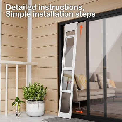 Doggy Door for Sliding Glass Door, Adjustable Height 75 3/5" to 80" Sliding Door Doggie Door Insert with Screen Design, Suitable for Medium Dogs Up to 30 lbs, New
