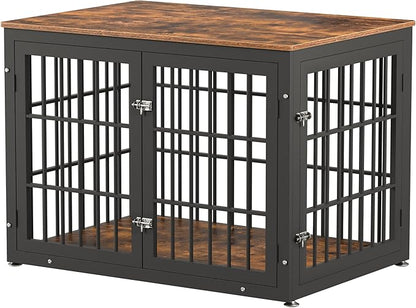 rehomerance 42 Inch Heavy Duty Dog Crate Furniture for Large and Medium Dogs, Decorative Pet House End Table, Wooden Cage Kennel Furniture Indoor, Rustic Brown