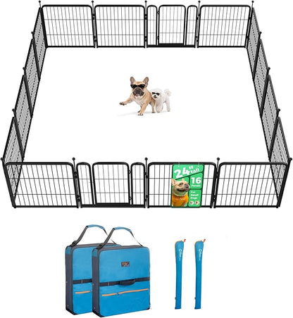 FXW Rollick Unleashed Dog Playpen for Indoor, Yard, RV Camping, 24 inch 16 Panels Dog Pen with Playpen Storage Bag (2 Packs) for Small and Puppy Dogs, Black│Patented