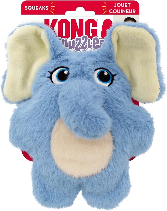 KONG Snuzzles Dog Toy, Plush Squeaker, Crinkle Sounds, Soft Durable Indoor Play (Elephant, Small)