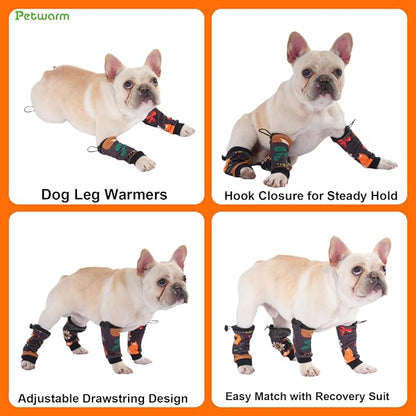 PetWarm Dog Recovery Sleeve 4pcs Set, Dog Leg Sleeve, Ideal for Comfort and Support During Pet Recovery, Suitable for Active or Support Recoverying Pet Use, Black Brown, S
