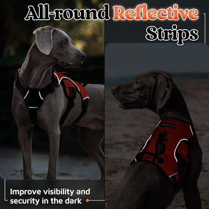 rabbitgoo Escape Proof Dog Harness, Soft Padded Full Body Pet Harness, Reflective Adjustable No Pull Vest with Lift Handle and Leash Clip for Large Dogs Walking Hiking Training, L, Orange
