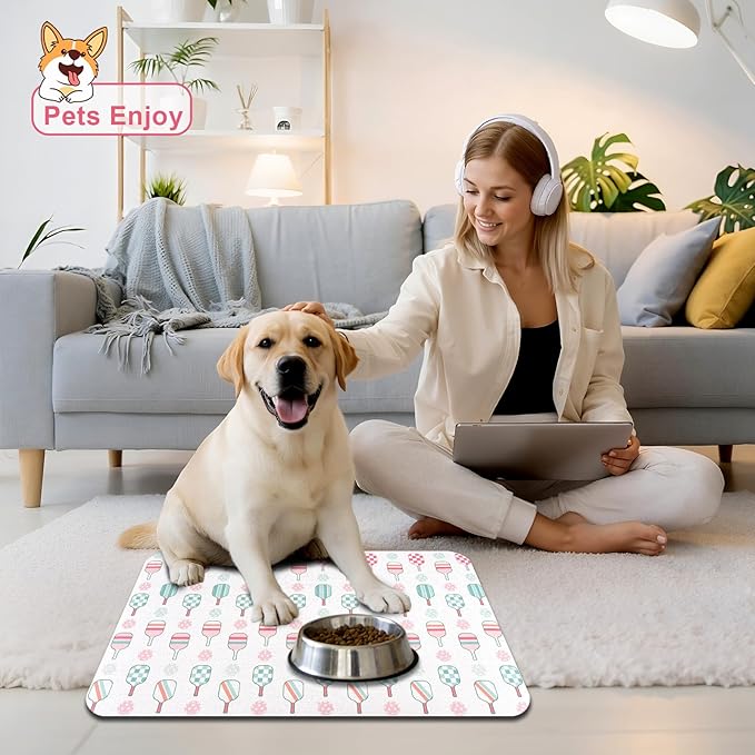 Dog Food Mats for Floors Waterproof Mat for Cat Food and Water Bowls - Absorbent Quick Dry Non Slip Mat for Pet Feeding