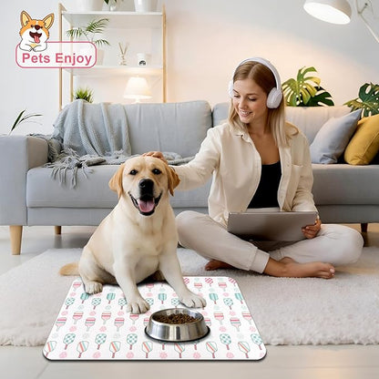 Dog Food Mats for Floors Waterproof Mat for Cat Food and Water Bowls - Absorbent Quick Dry Non Slip Mat for Pet Feeding