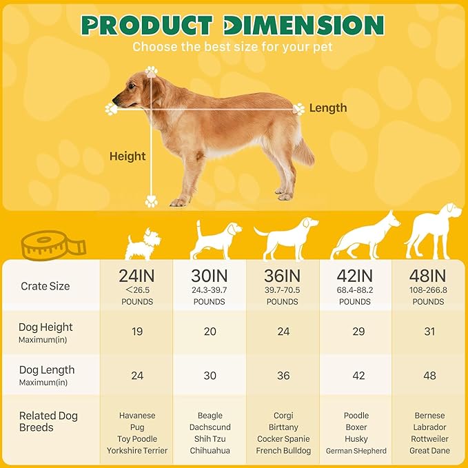DUMOS Dog Crate, 36 Inch Medium Double Door Dog Cage with Plastic Leak-Proof Pan Tray, Folding Metal Wire Pet Kennel for Indoor, Outdoor, Travel, Black