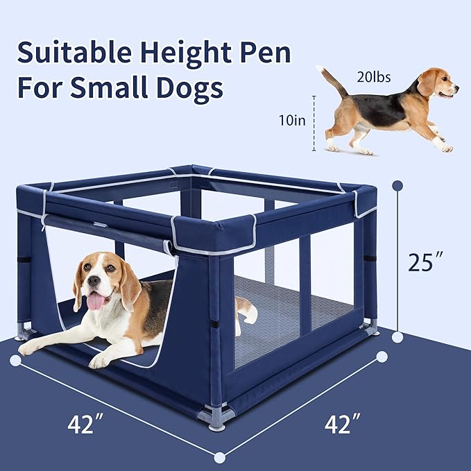 Puppy Playpen Indoor for Dog Small Pets, Dog Playpen 42x42 x25 inch, Dog Play Pen Indoors with Gate, Oxford Fabric Pet Exercise pens for Puppy, Anti-Tipping Dog Enclosure with Zipper Door