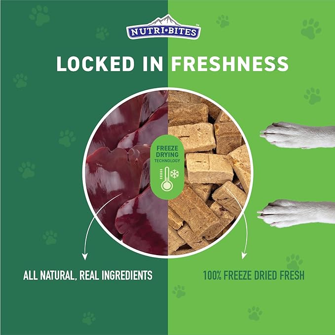 Nutri Bites Freeze Dried Beef Liver Dog & Cat Treats, Single Ingredient High Protein Pet Treats, 17.6 oz