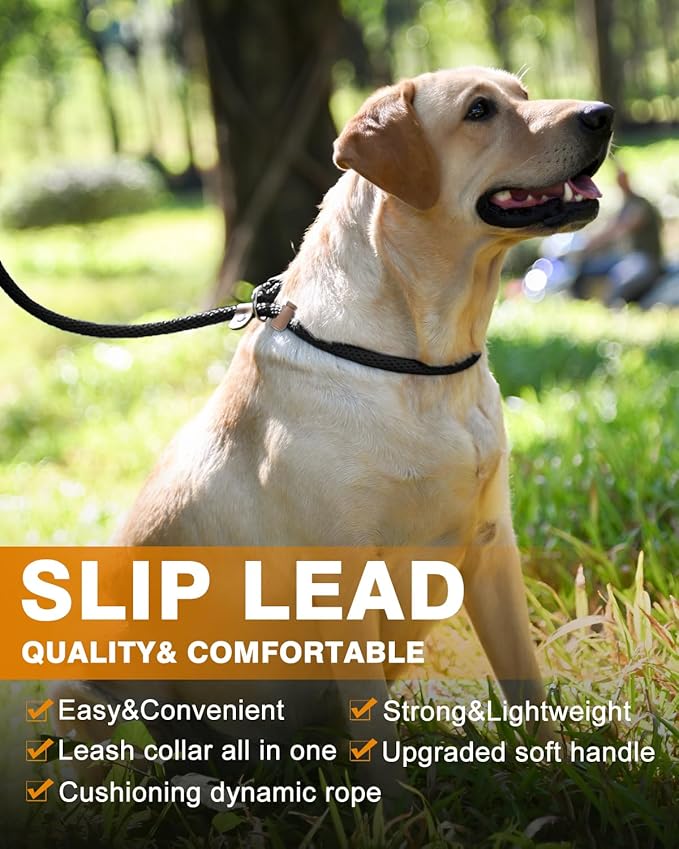 lynxking Slip Lead Dog Leash, 6 FT x 1/2" Heavy Duty Dog Loop Leashes, Comfortable Strong Rope Slip Leash for Dogs