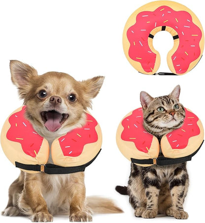 MIDOG Soft Inflatable Dog Cone, Donut E-Collar Alternative for After Surgery, Prevents Licking, Allowing Normal Eating & Vision, Comfortable Recovery Collar for Small Medium Large Dogs & Cats, Pink-XS
