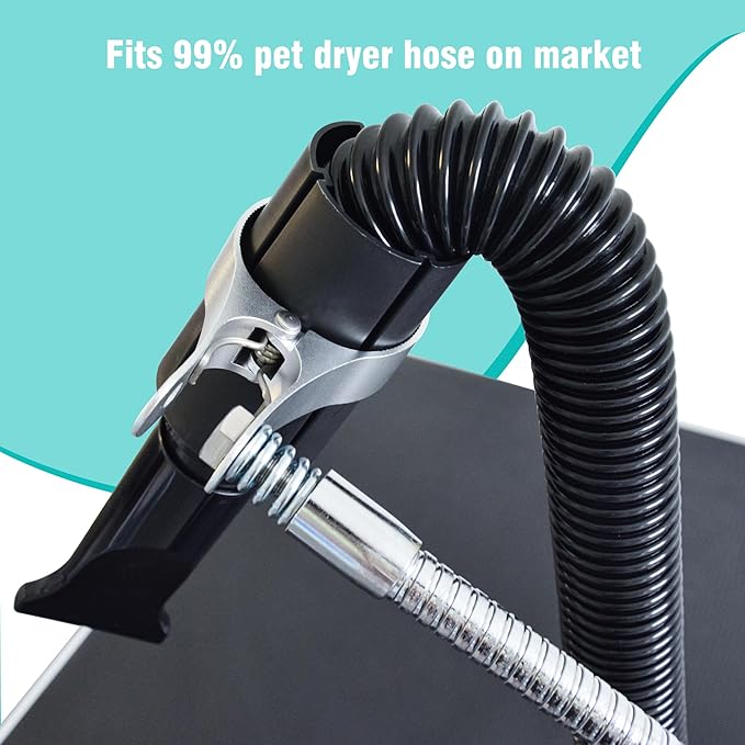 SHELANDY Dog Pet Grooming Table Hair Dryer Stand Hose Tube Holder Hands-Free Stainless Steel Groomers Adjustable Third Arm with Clamp