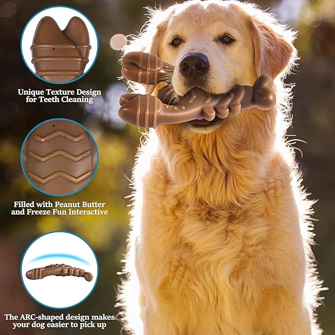 NEZIN Dog Chew Toys for Aggressive Chewers, 4 Pack Indestructible Dog Toys with Tough Nylon, Chew Toy Gift for Dogs of All Breed Sizes