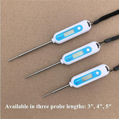 Veterinary Thermometer for Large Animals. Fast, Accurate Temperatures in 8-10 Seconds. Four-Inch Stainless-Steel Probe with Blunt Tip. Safe for All Large Farm Animals & Pets., White