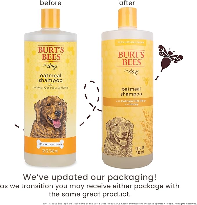 Burt’s Bees for Pets Oatmeal Dog Shampoo with Honey, Soothing Dog Shampoo for Itchy and Sensitive Skin, pH Balanced Formula That Gently Cleans and Moisturizes Dog Coats, 32 Fl Oz