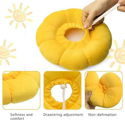 Sunflower Cat Recovery Cone, Adjustable Pet Elizabethan Collar for Cats &Puppy, Soft Cone for Cats After Surgery to Stop Licking, Cat Neck Pillow for Sleeping, Easy to Clean (Yellow, L)