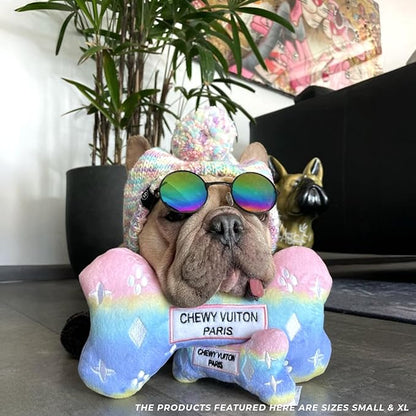 Haute Diggity Dog Chewy Vuiton Bone Plush Squeaky Dog Toy, Soft Durable Designer-Inspired Stuffed Puppy Chew Toys for Small, Medium & Large Dogs, Machine-Washable (Pink Ombre) XL