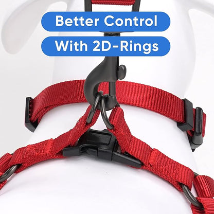 Pawtitas Solid Step-in Dog Harness – Adjustable No-Pull Vest for Puppies to Seniors, Safe & Comfortable XS Red