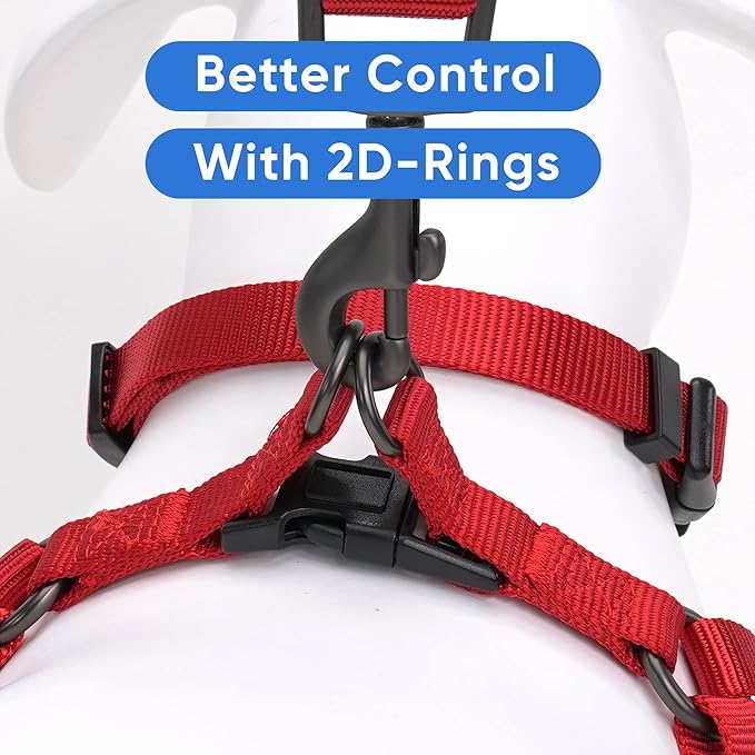 Pawtitas Solid Step-in Dog Harness – Adjustable No-Pull Vest for Puppies to Seniors, Safe & Comfortable S Red