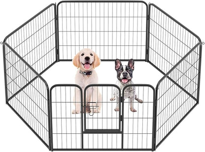 FDW Dog Playpen Dog Pen Dog Kennel 6 Panels 24 Inch Height Indoor Outdoor Folding Metal Portable Puppy Exercise Pen Heavy Duty Dog Fence for Yard Camping,Black