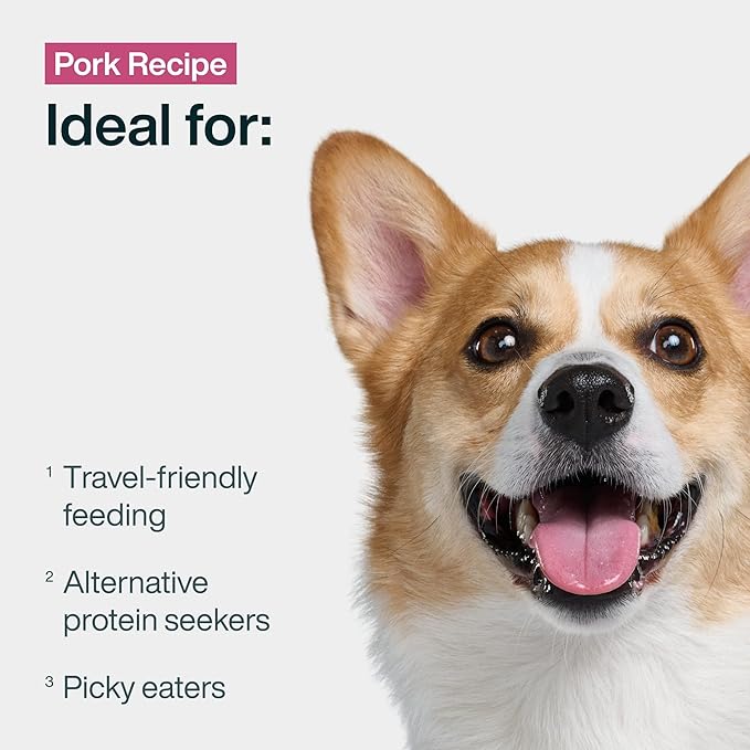 JustFoodForDogs JustFresh Wet Dog Food, Fresh Pet Meals and Toppers with No Preservatives, Resealable Package, Human Grade, Home-Cooked Pork, 12 oz - 7 Pack