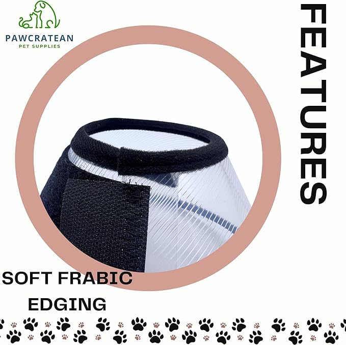Pet Cone Collar Dog Cat Soft Plastic Recovery Collar Adjustable Comfortable Wounds Protection Small Medium Size Elizabeth Collar (Transparent, Medium)