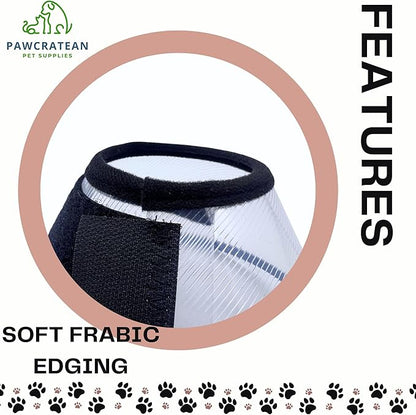 Pet Cone Collar Dog Cat Soft Plastic Recovery Collar Adjustable Comfortable Wounds Protection Small Medium Size Elizabeth Collar (Transparent, Medium)